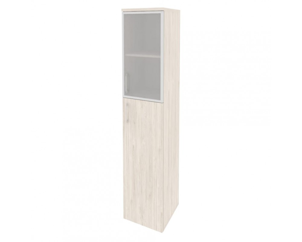 Шкаф высокий узкий правый (1 средний фасад ЛДСП + 1 низкий фасад стекло в раме) 400x420x1977 Onix