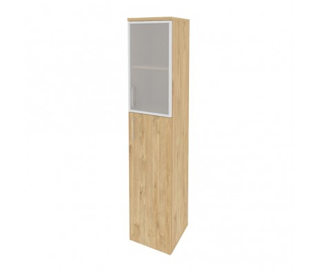 Шкаф высокий узкий правый (1 средний фасад ЛДСП + 1 низкий фасад стекло в раме) 400x420x1977 Onix
