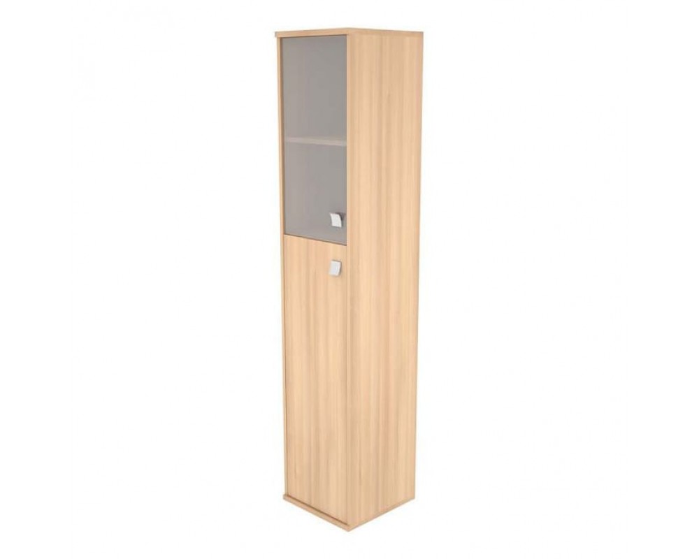 Шкаф высокий узкий 1 средняя дверь ЛДСП 1 низкая дверь стекло Style System